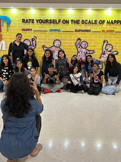 Capturing happy moments during a studio outing. We encourage our students to rate themselves on the scale of happiness, and they are always supercharged.