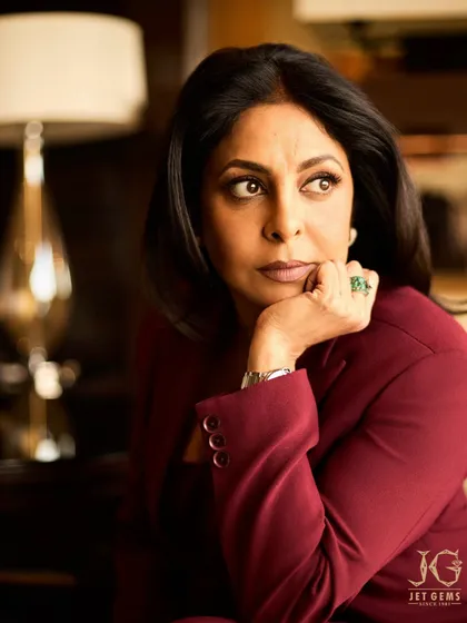 The powerful and elegant Shefali Shah, adorned with my emerald and diamond ring. Her contemplative look perfectly matches the deep, thoughtful beauty of the gemstone.