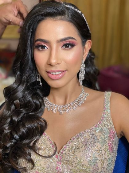 A fairytale engagement look. I used soft pinks on the eyes and cheeks to create a romantic, dreamy vibe for this bride-to-be.