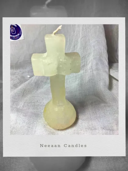 Faith meets flame. Our handcrafted cross-shaped candle is perfect for peaceful moments and soulful spaces.
