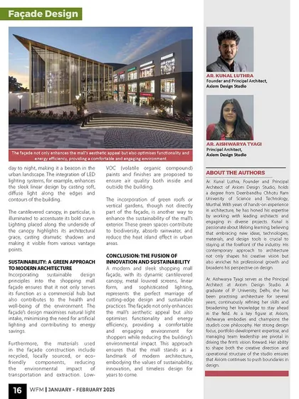A close-up of the article, featuring our founders, Ar. Kunal Luthra and Ar. Aishwarya Tyagi, and their insights on the future of facade design.