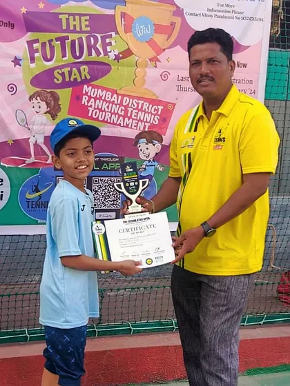 Huge congratulations to Tejaswini Godvinde for clinching victory in the U-10 girls Mumbai district ranking tennis tournament.
