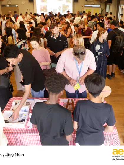 Sixth graders hosted an Upcycling Mela to showcase their learning about the circular economy. Students designed and created upcycled products in our makerspace, demonstrating how to reduce waste and give new life to old materials.