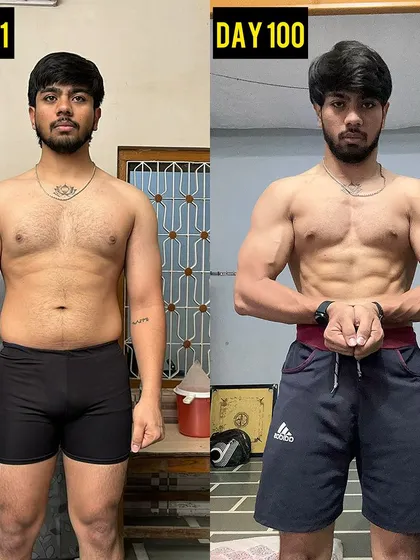 From fat to fit. My client Rishabh not only lost significant weight, going from 78 kg to 65.8 kg, but also gained 1.4 inches on his arms. This is a perfect example of successful body recomposition.