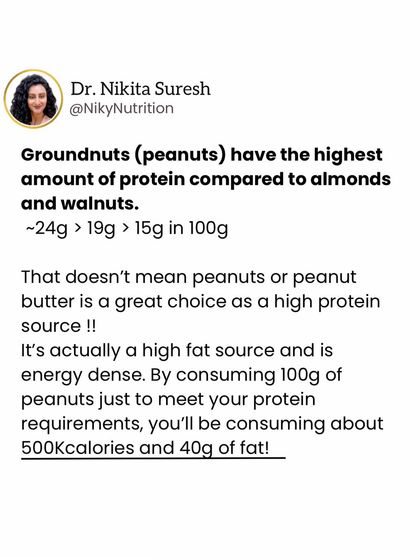 Did you know peanuts have more protein than almonds or walnuts? However, they are also high in fat and calories, so moderation is key. It's not a primary "high protein" source.
