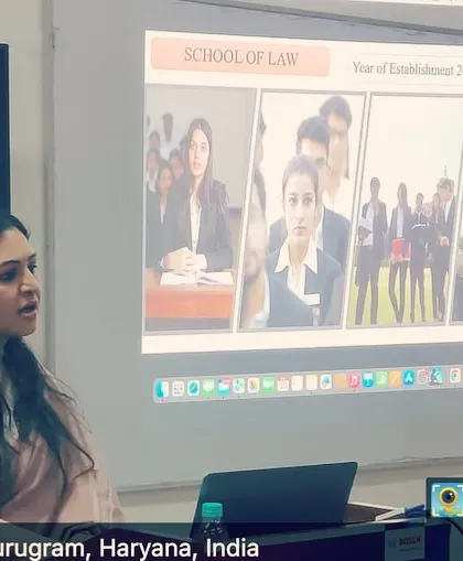 A snapshot from the Board of Studies meeting at the School of Law, Sushant University. Here, we were reviewing the presentation on the law school's programs to ensure they are robust and practical.