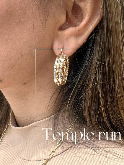 For a temple run or a festive occasion, these multi-layered gold and diamond hoops offer a touch of tradition with a modern twist.