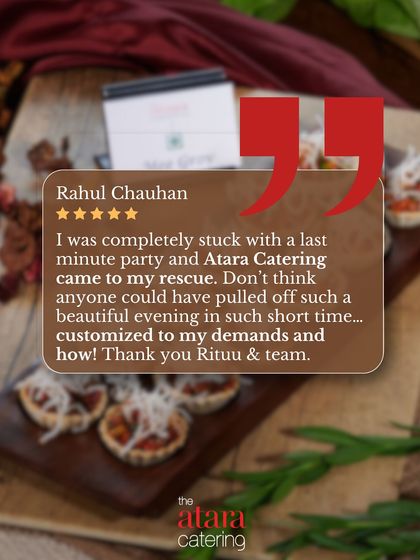 Rahul Chauhan thanks us for coming to the rescue for a last-minute party. He praises our ability to pull off a beautiful, customized evening on short notice.