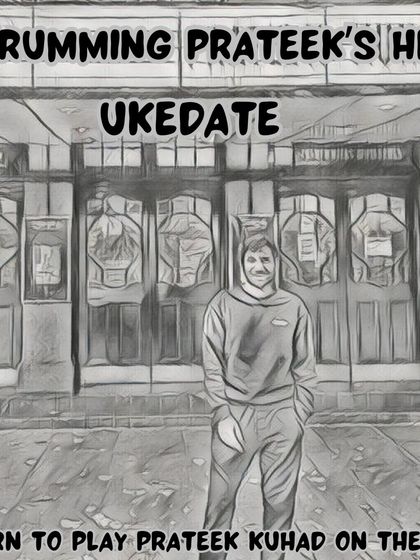 A poster for our 'Ukedate' workshop focused on the hits of Prateek Kuhad, perfect for fans who want to learn his soulful music on the ukulele.