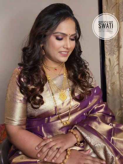 A glamorous Diwali party look by my artist Swati. The purple smokey eye and glowing skin are perfect for a festive night out.
