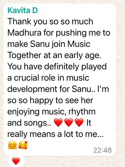 This message means the world to me. It’s a wonderful reminder of how introducing music at an early age can have a powerful, positive impact that lasts for years, helping children shine in all areas of their life.