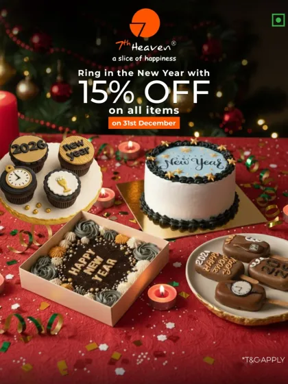 A festive spread to ring in the New Year. This collection includes New Year themed cupcakes, a celebration cake, a "Happy New Year" brownie box, and decorated cakesicles.