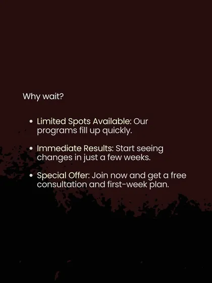 Why wait? Our programs have limited spots and fill up quickly. Join now to start seeing immediate results and get a free consultation.