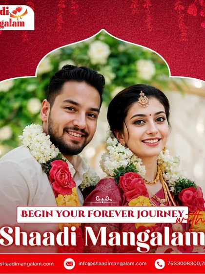 Begin your forever journey with Shaadi Mangalam. We are dedicated to helping you find a partner to share your life with, creating stories of love and togetherness.