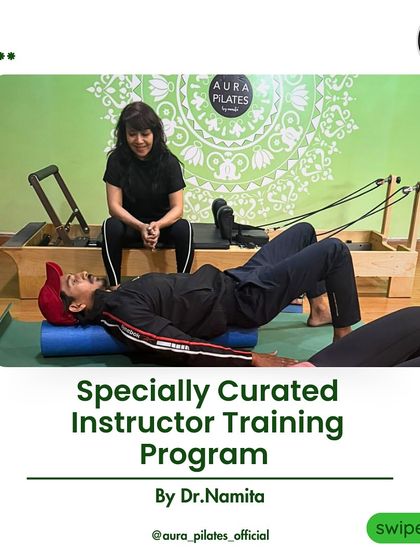 I believe in creating a strong foundation for every instructor I train. Here, I am guiding a trainee through a bridging exercise on a foam roller. This program is specially curated to ensure you master both the theory and the practical skills needed to lead with confidence.