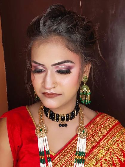 A close-up of the makeup, showing the beautiful blending and highlighting.