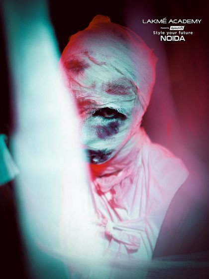 Another spooky shot of the Halloween mummy, perfect for a horror-themed portfolio.