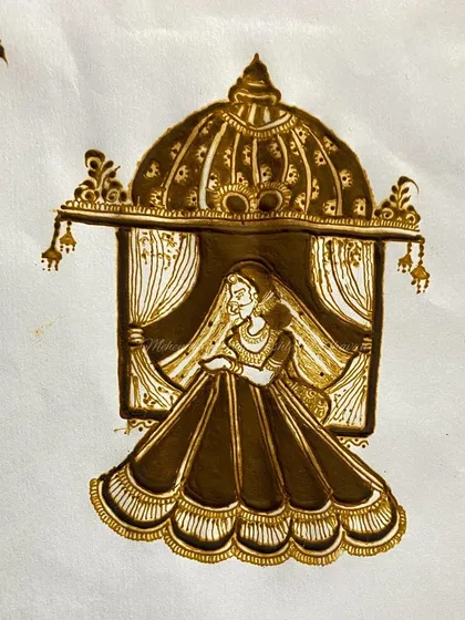 A practice sketch of a bride in a doli (palanquin). This classic motif is a favorite for bridal mehendi, and I love perfecting the details.