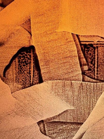 Titled 'Hide', this is one of my experiments with layering in sand. The torn and folded shapes create pockets of shadow and texture, suggesting something hidden beneath the surface.