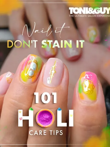 Don't let Holi colors stain your beautiful nails. This festive nail art is not only stylish but also a great example of how a good coat of polish can protect your nails during the celebrations.