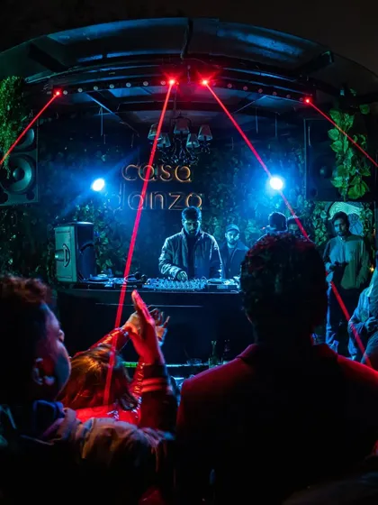 The view from the stage at Casa Danza, with lasers cutting through the smoke. The vibe was just right for a night of hypnotic techno.