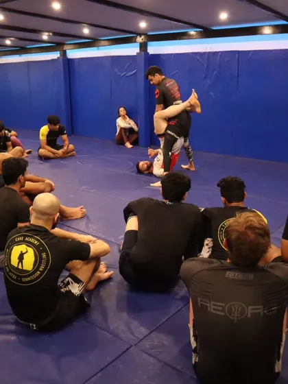 Another angle of a technique demonstration. Every student gets a clear view of the details.