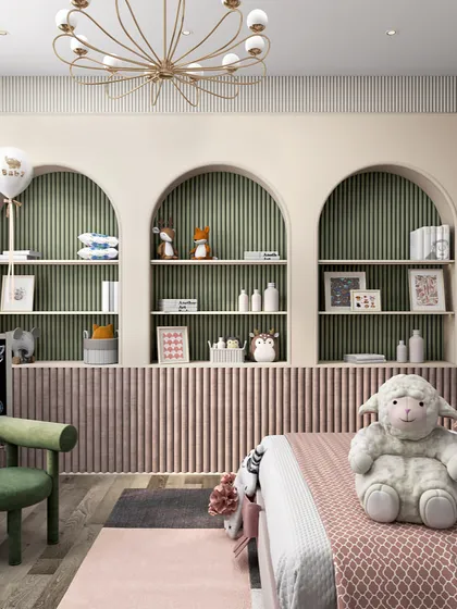 A child's room should be a space for imagination to flourish. This whimsical bedroom design features custom shelving, playful wall art, and a soft color palette, creating a perfect environment for play, study, and sweet dreams.