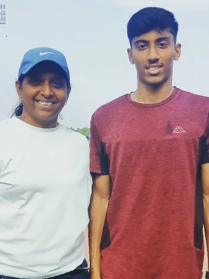 My athlete Raahil Mirza Baig after winning Gold in the 400m and Silver in the 200m at the Thane District Athletics Meet.
