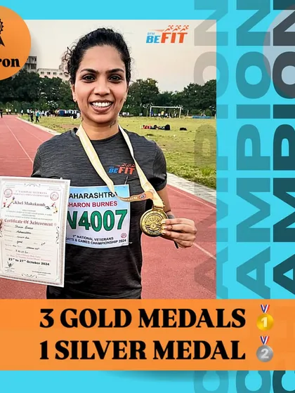 What a performance by our athlete Sharon at the National Masters Sports Championship! She dominated the track, winning gold in the 1500m, 800m, and the 4x100m relay, plus a silver in the 400m. Your hard work paid off!