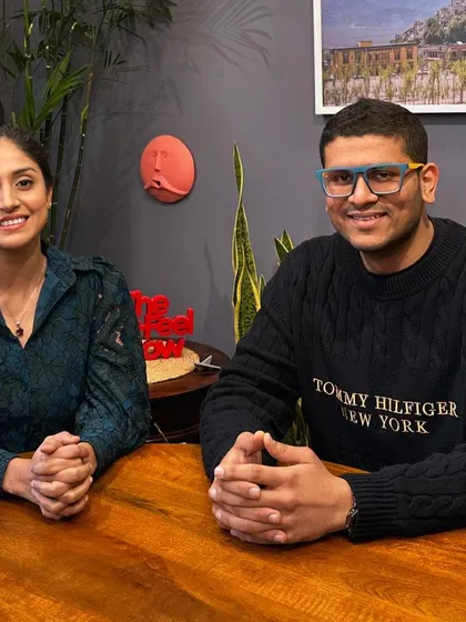 A behind-the-scenes photo from my appearance on The Gut Feel Show with Pranav Vashishtha.