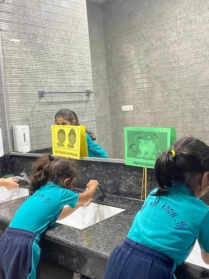 Wash, rinse, repeat! Students practice proper hand-washing techniques. We make learning about hygiene interactive and practical to instill healthy habits that last a lifetime.