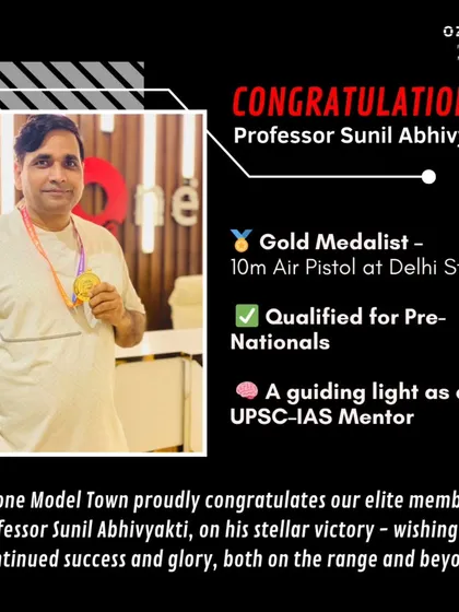 We celebrate the success of our members both inside and outside the gym. We are proud to have elite members like Professor Sunil Abhivyakti, a gold medalist, as part of our fitness family.