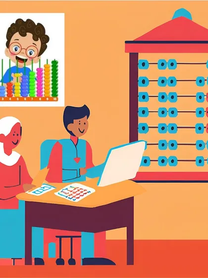 An illustration of our online and offline classes, where we use modern tools to teach the ancient art of the abacus.