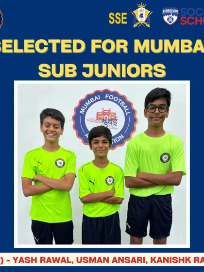 Congratulations to Yash Rawal, Usman Ansari, and Kanishk Rambhia for being selected to represent Mumbai in the WIFA Inter-District Championship for Sub-Juniors.
