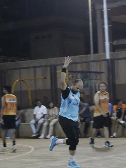 A player celebrates after making a big play. The passion and energy on the court are contagious.