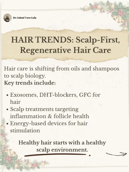 The future of hair care is shifting from surface-level products to scalp biology. My practice focuses on regenerative, scalp-first treatments like Exosomes, GFC, and energy-based devices that target follicle health and inflammation. Healthy hair truly starts with a healthy scalp.