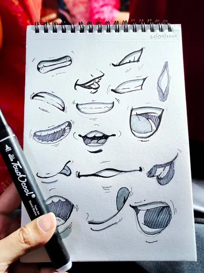 Practicing different mouth shapes and expressions. From smiles to frowns, each one has its own character.