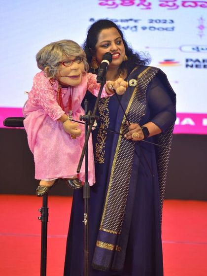 Performing with Ajji during the 'Woman Achiever of the Year 2023' award ceremony. It was special to have her on stage with me for this honor.