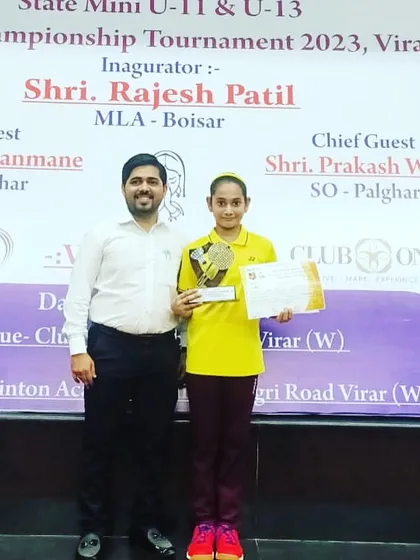 Coach Mayuresh Patil with our state-level runner-up, Aditi Yadav. We are always there to support our players.