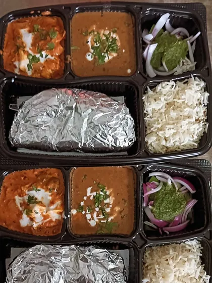 A popular party combo of Dal Makhni and Kadai Paneer thalis. This is a crowd-pleaser for any event.