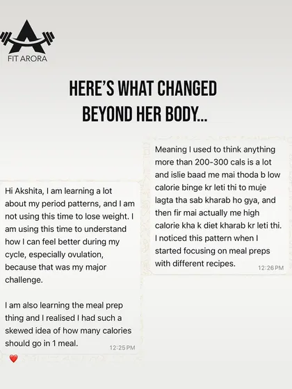 The changes go beyond the body. This client learned to understand her period patterns, stopped using her cycle as a time to lose weight, and developed a better understanding of calories through meal prep. This mindset shift is the real transformation.