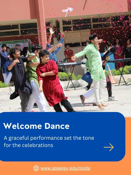 A graceful welcome dance set the tone for our "Mehfil-e-Mentors" Teachers' Day celebrations. Students in colorful traditional attire perform with joy and energy, showering the event with flower petals in a beautiful display of respect and festivity.