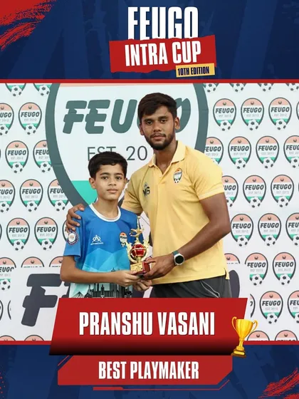 Pranshu Vasani, awarded Best Playmaker in the U-13 category for controlling the game's tempo.