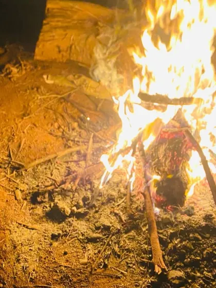 A roaring campfire that keeps us warm and brings the group together for a fun evening.