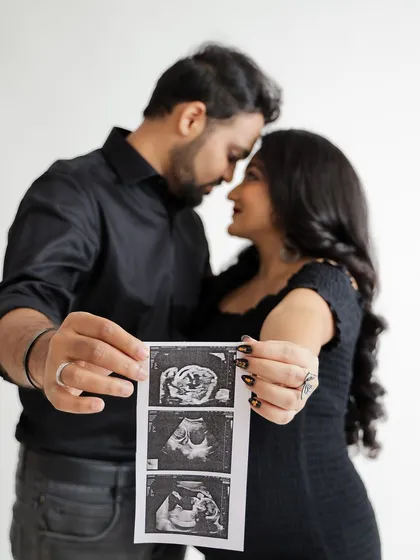 The very first picture. This creative pregnancy announcement photo uses the sonogram to tell the beginning of a new story, a simple and profoundly moving way to share your news.