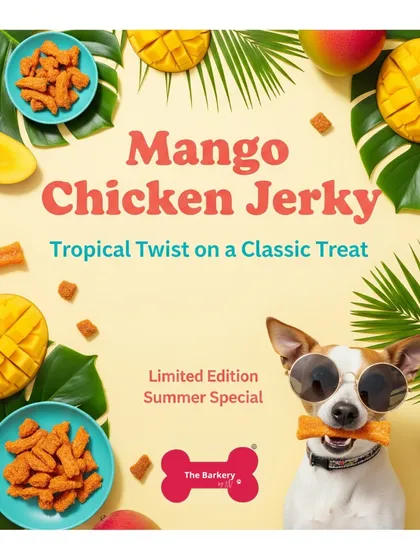 I love getting creative with seasonal, human-grade ingredients. My limited edition Mango Chicken Jerky is a perfect example, offering a tropical twist on a classic favorite. It’s a gourmet treat that shows healthy can also be incredibly delicious.