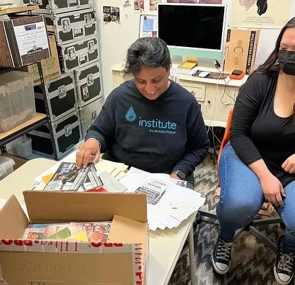 Here I am with Gracia Brown from NYU's A/P/A Institute, going through my personal collection of flyers and photos. This archival work with the Fales Library is about preserving the history of Basement Bhangra and NYC's South Asian diasporic nightlife for future generations.