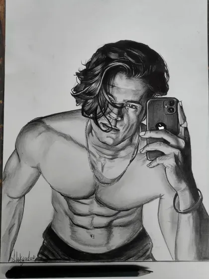 A custom pencil sketch of a fitness enthusiast from a photo. I can create detailed and realistic drawings that make for a unique and personal gift.