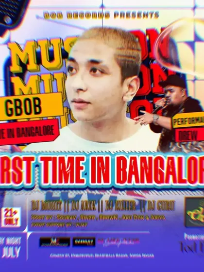 A different promotional design for the GBOB live event in Bangalore. This shows my involvement in major music events across the city.