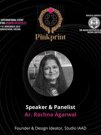 The official speaker announcement for Pinkprint 2024, an international event celebrating women architects, where our founder was invited to speak on designing "Beyond Architecture."